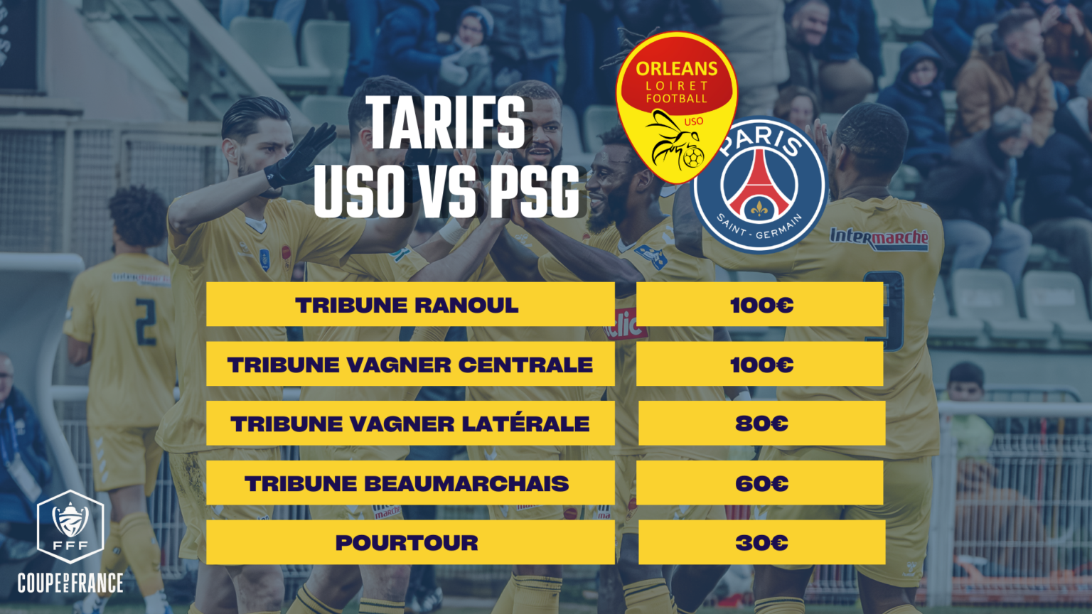 BILLETTERIE – USO VS PSG – US Orléans Loiret Foot